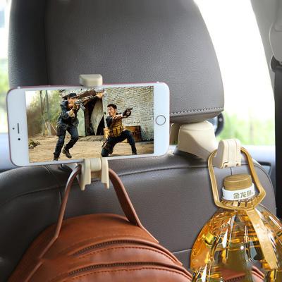 China Universal Multi-Function Car Back Seat Holder Bracket Mobile Phone Car Headrest Headrest Phone Holder Hooks for sale