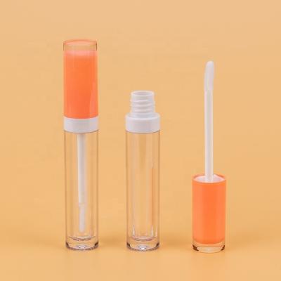 China Eco-friendly 4.5ml Empty Orange Container Big Wand Transparent Lip Gloss Tubes for sale