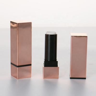 China Private Label Cosmetic Packaging Square Tube Empty Lipstick Plastic Rose Gold Lipstick Tube for sale