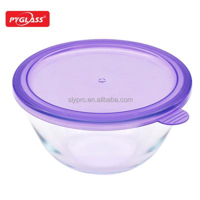 China High Sustainable Round Borosilicate Glass Mixing Bowl / Heat Resistant Glass Salad Bowl for sale