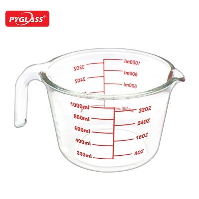 China Good Quality Viable Glass Measuring Cups Tool Glass Baking Measuring Cup Set With Handle for sale