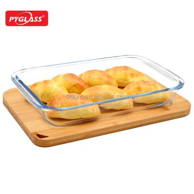 China Sustainable 2.2L Glass Baking Dish / Glass Bake Tray With Bamboo Lid | Cutting board | pan of bread for sale