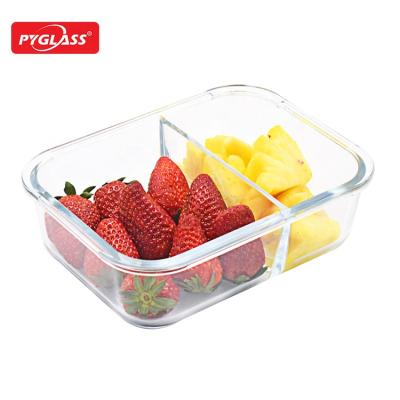 China Freshness Preservation Hot Selling Borosilicate Glass Top Has PP Dividers And Lid for sale