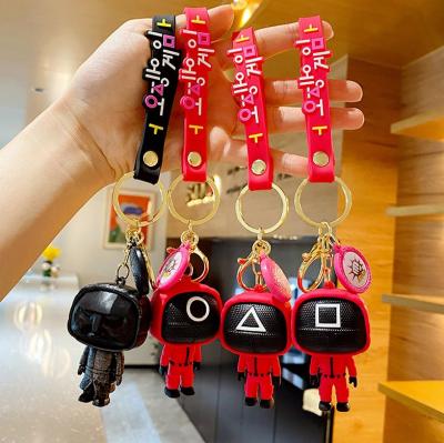 China 2021 New Fashion Charm Bag Game Squid Doll Man Accessory Cute Hot Masked Car Keychain Creative Dangle Chain Women Men for sale