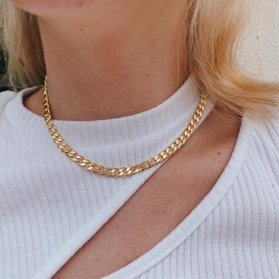 China YIWU Necklace Stainless Steel Jewelry Luxury Hip Hop 6mm Width Chunky Cuban Link Chain Hot Fashion Environmental Friendly Gold for sale