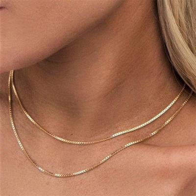 China Jewelry 316l Stainless Steel Box Chain Necklace Accessories Women's Enviroment Friendly Stock Hot Thick 2mm Gold Silver for sale