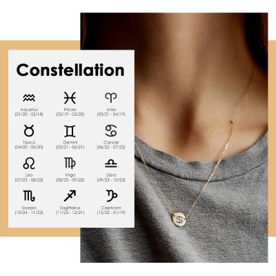 China Unique Environmental Friendly Tasty Mirror Coin Zodiac Star Laser Laser Stainless Steel Clavicle Necklaces For Women Custom for sale