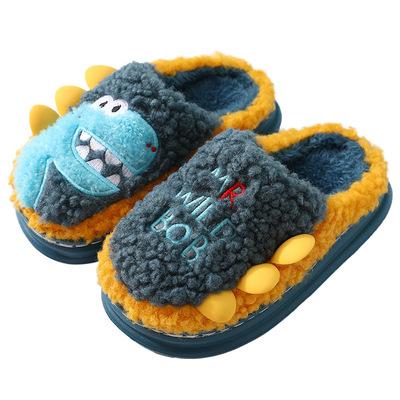 China Other Winter Soft Thick Bottom Slippers for Kids Cartoon Indoor Non-slip Dinosaur Warm Toddler Slips Slippers Wholesale for sale