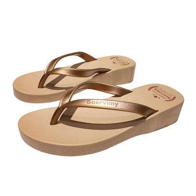 China Fashion Trend Women Platform Wedge Strappy Flip Flops High Heels Beach Sandals for sale