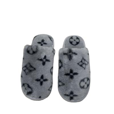 China Light Plush Warm Slippers With Printed Designs For Women Non Slip Slippers for sale