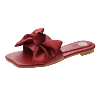 China Fashion trend soft and comfortable PU insole with bowknot vamp slippers for women for sale