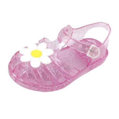 China Waterproof Transparent Jelly Sandals With Flower Decoration For Girls for sale