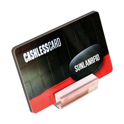 China Market SUNLANRFID MIFARE cr80 emv 1356mhz blank identification blank programmable chip RFID smart card with good quality for sale