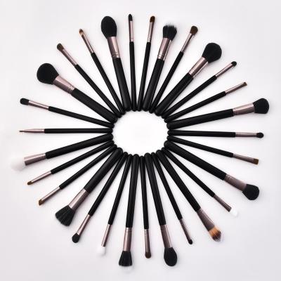 China Angular Blush OEM Professional Synthetic Hair 29 Pcs Make Up Brush Set Black Color for sale