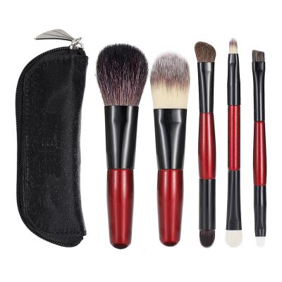 China Angular Blush Travel Size 5 Pcs New Arrival High Quality Custom Made Goat Hair Makeup Brush Set for sale