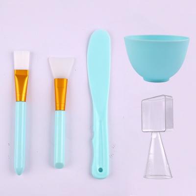 China 5pcs Flat Brush Face Mask Facial Brush With Silicone Cup for sale