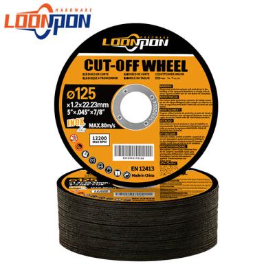 China LOONPON 5inch Aluminum Oxide Resin Cutting Wheel Cut Off Wheel Metal Stainless Steel Cutting Disc For Angle Grinder for sale