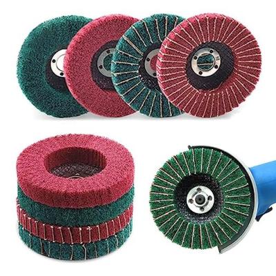 China LOONPON High Performance Long Life 4-1/2 Inch Nylon Fiber Fin Discs Matched Sanding Grinding Polishing Wheels For Angle Grinder Polishing Tools for sale