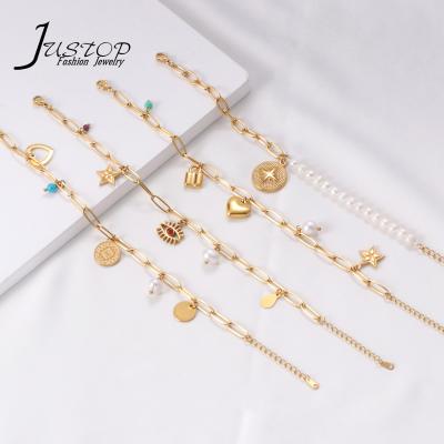 China 2021 New Design Chain Jewelry Star Heart Environmental Friendly Multi Charms Bracelets DIY for sale