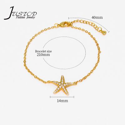 China Environmentally Friendly Wholesale Accessories CZ Jewelry True Starfish Gold Plated Zircon Bracelets for sale