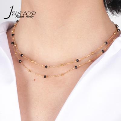 China Double Layer Necklace Wholesale Customized Necklace Jewelry Woman Fashion Accessories Stainless Steel Gold Plated Jewelry Fashion Necklaces for sale