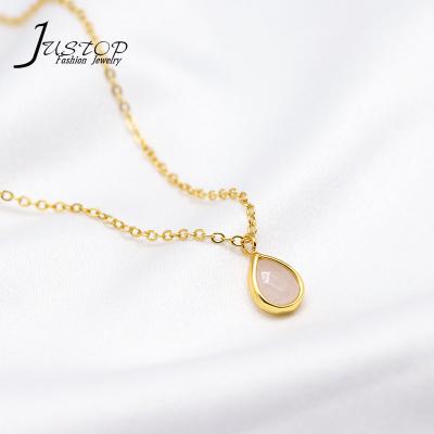 China Best Friend Necklace Chain Stone Customized Natural Stylish Jade Necklace Retro Clavicle Pendant Stone Superior Gold Plated Necklace for sale