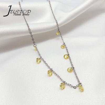 China Environmentally Friendly Wholesale Girls Jewelry Accessories Yellow Zirconia Necklaces for sale