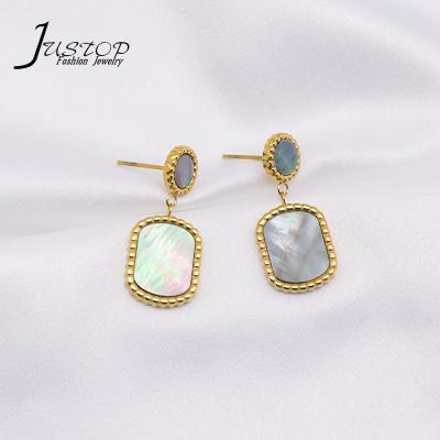 China Latest Designs Stainless Steel Women's Accessories Environmental Friendly Gray Shell Earrings Popular Match Jewelry for sale