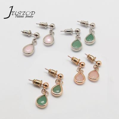 China New Jewelry Environmental Friendly Drop Water Green Aventurine Rose Quartz Four Style Natural Stone Earrings for sale