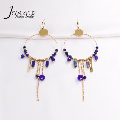 China Fashion Jewelry Hook Earrings Nickel Free Lead Free Gold Plated Jewelry China Wholesale Stainless Steel Earrings Gold Bead Faux Tassel Earrings rock for sale