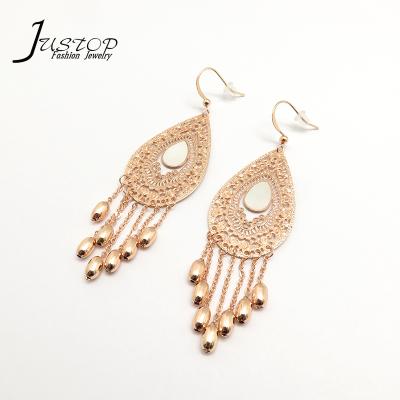 China Guangzhou Environmental Friendly Jewelry Shell Design Tassels Statement Pure Brass Earrings for sale