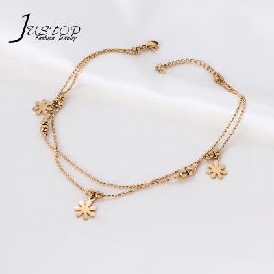 China Environmental Friendly Fashionable Flower Charms Foot Jewelry Women's Anklet Chain Accessories for sale