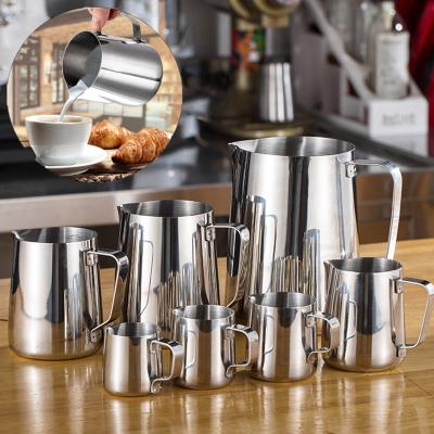 China Sustainable Stainless Steel Milk Frothing Jug Coffee Thick Milk Foamer Mugs Italy Latte Art Jug Milk Pitcher Frother Cup 150/350/500/700Ml for sale