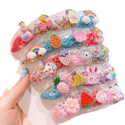 China 10/20pcs Cute Fashion Fruit Quicksand Snap BB Clips Girls Colorful Rainbow Hairpins Kids Hair Grip Side Barrettes School Animal Headwear for sale