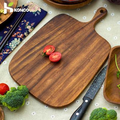 China Fruit Viable Wooden Sushi Bread Pizza Acacia Cutting Board Kitchen Tray Hangable Non-Slip Kitchen Tools for sale