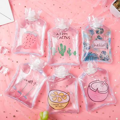 China Factory Wholesale Popular Mini Cute Warm Water Bag Filling PVC Hot Water Bag Cartoon Transparent Hand Warmer Bag for sale