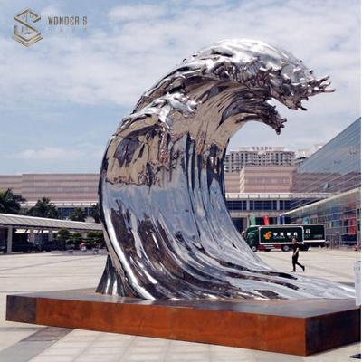 China Europe Abstract Wondecor Large Outdoor Stainless Steel Sea Wave Sculpture For Sale for sale