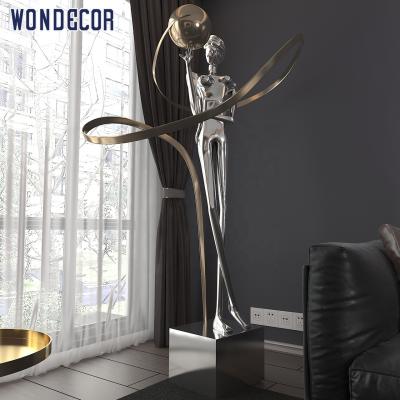 China China Hotel Living Room Interior Abstract Polished Stainless Steel Modern Abstract Art Lady Sculpture for sale