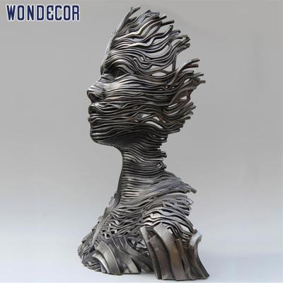 China China Woman Face Stainless Steel Abstract Sculpture for Home Decor for sale