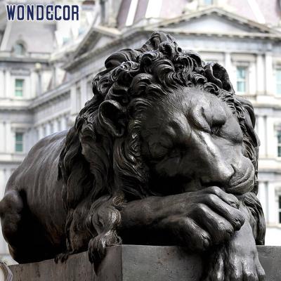 China China Wondecor Home Hotel Garden Decoration Sleeping Guard Lion Lying Bronze Life Size Statue For Sale for sale