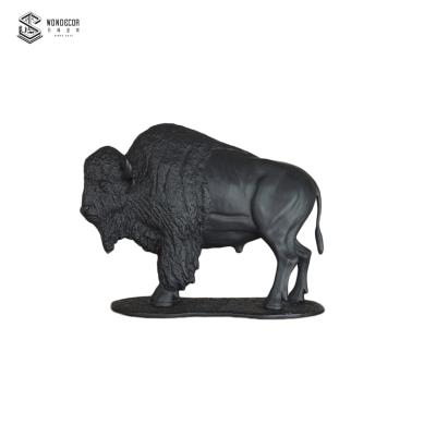 China Outdoor Sculpture Bronze Black Silver Europe Bison Garden Buffalo Sculpture for sale