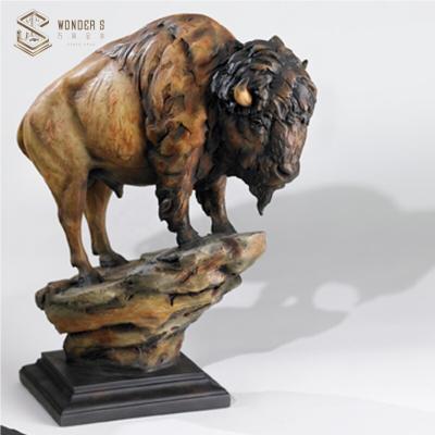 China China New Products Home Decoration Small Metal Bison Bronze Sculpture for sale