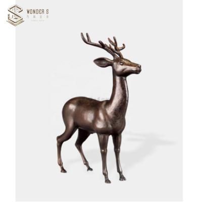 China Art Decor China Copper Bronze Statue Pure Western Lying Bronze Deer Sculpture for sale