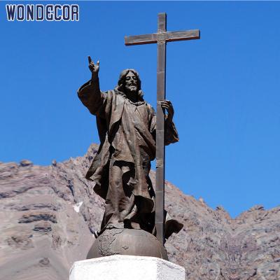 China Life Size China Copper Church Decoration The Andes Redeemer Statue Christ With The Cross for sale