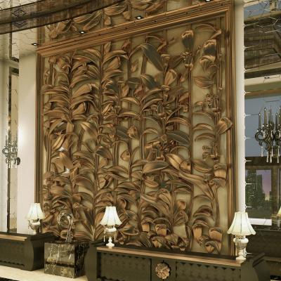 China China 3d Hotel Bronze New Design Elegant Wall Panel Flower Wall Sculpture for sale