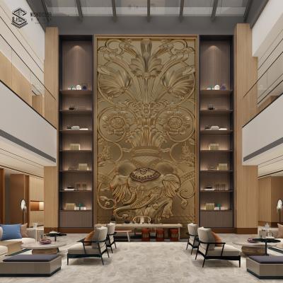 China Modern China 3D Hotel Bronze Wall Panel Abstract Elephant Wall Sculpture for sale