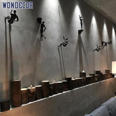 China China Home Decor Wall Metal Sculpture Art Displayed 3D Man Statue Wall Metal Sculpture Brass Bronze Climbing Sculpture for sale