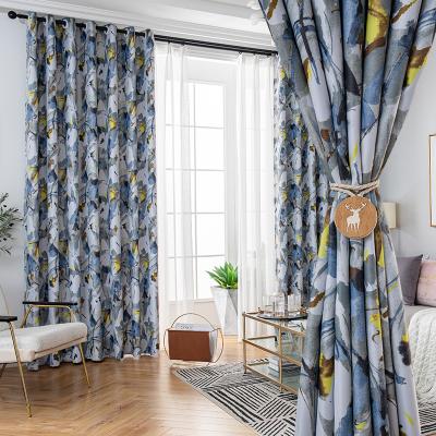 China New Arrival Custom Blackout Fancy Polyester Blackout Print Flower Modern Curtains For Bedroom for sale