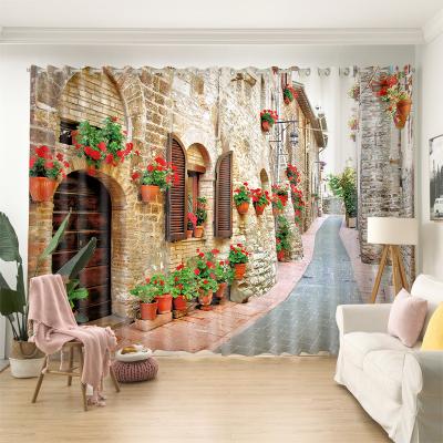 China European Blackout Street View Driveway 3D Landscape Blackout High Quality Curtains for sale