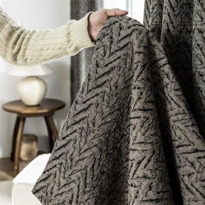 China New Blackout Design Herringbone Ready Made Full Shade Modern Jacquard Window Curtains For Luxury Bedroom for sale